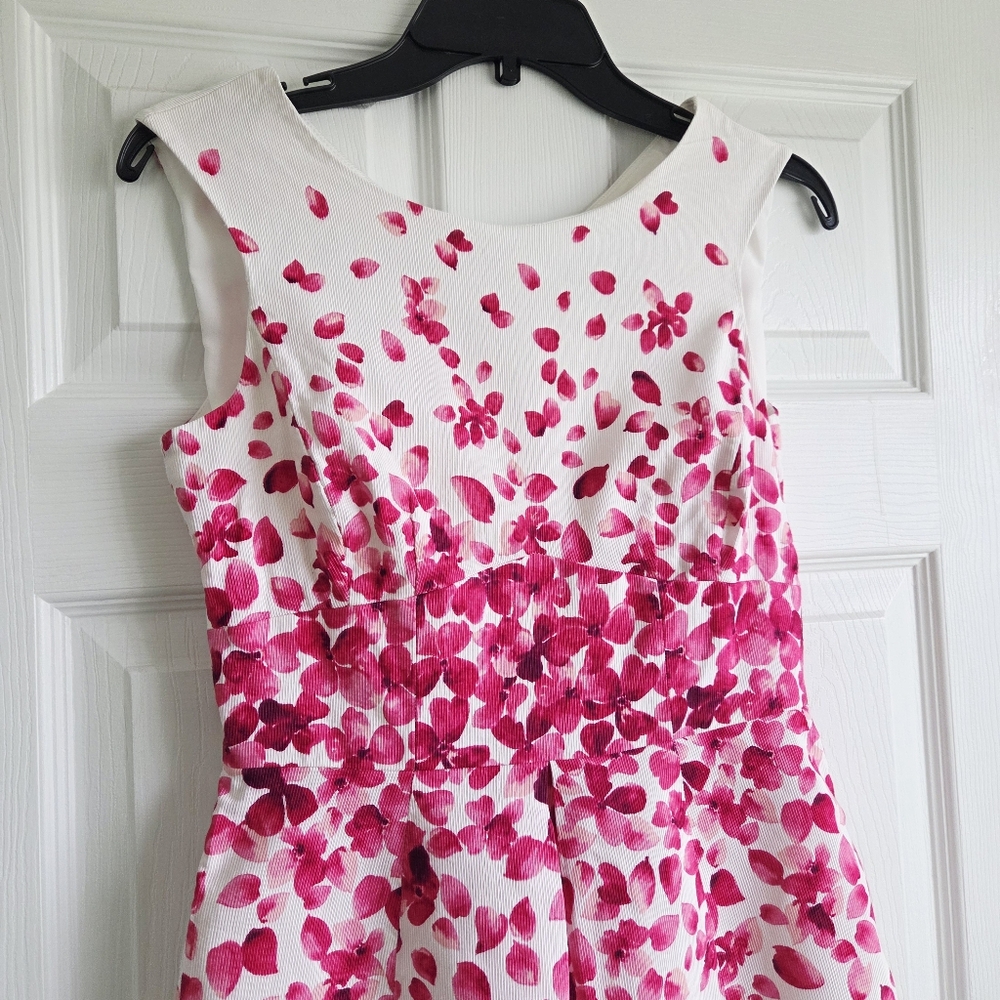 TAHARI ✨️ White Floral Sleeveless Midi Women's Dress Size 4P - Picture 6 of 14